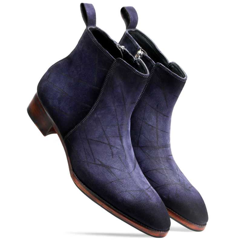 Carbine Suede Zipper Boots in Blue