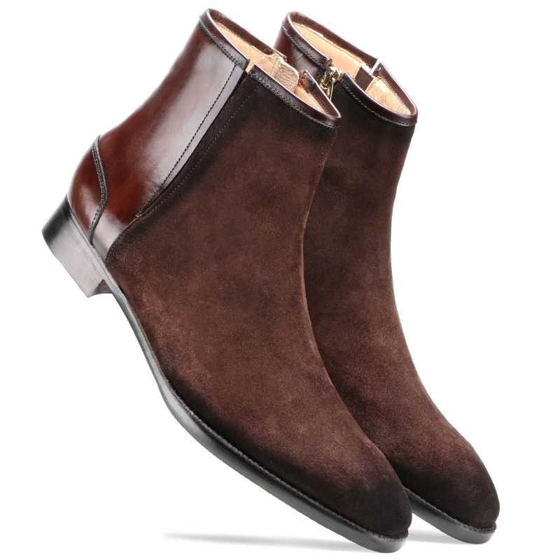 Etzel Zipper Boots in Brown Suede