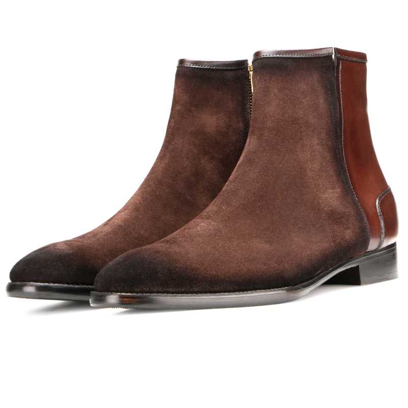 Etzel Zipper Boots in Brown Suede