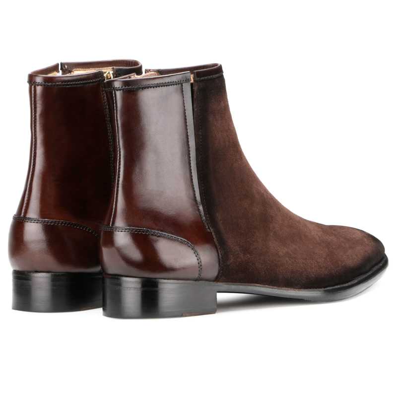 Etzel Zipper Boots in Brown Suede