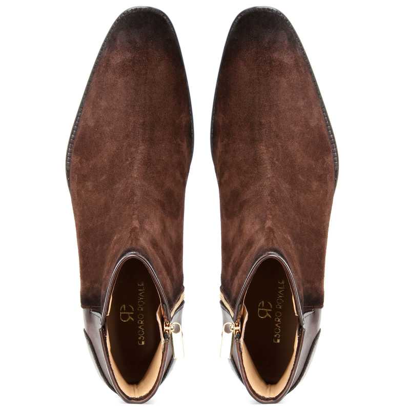 Etzel Zipper Boots in Brown Suede