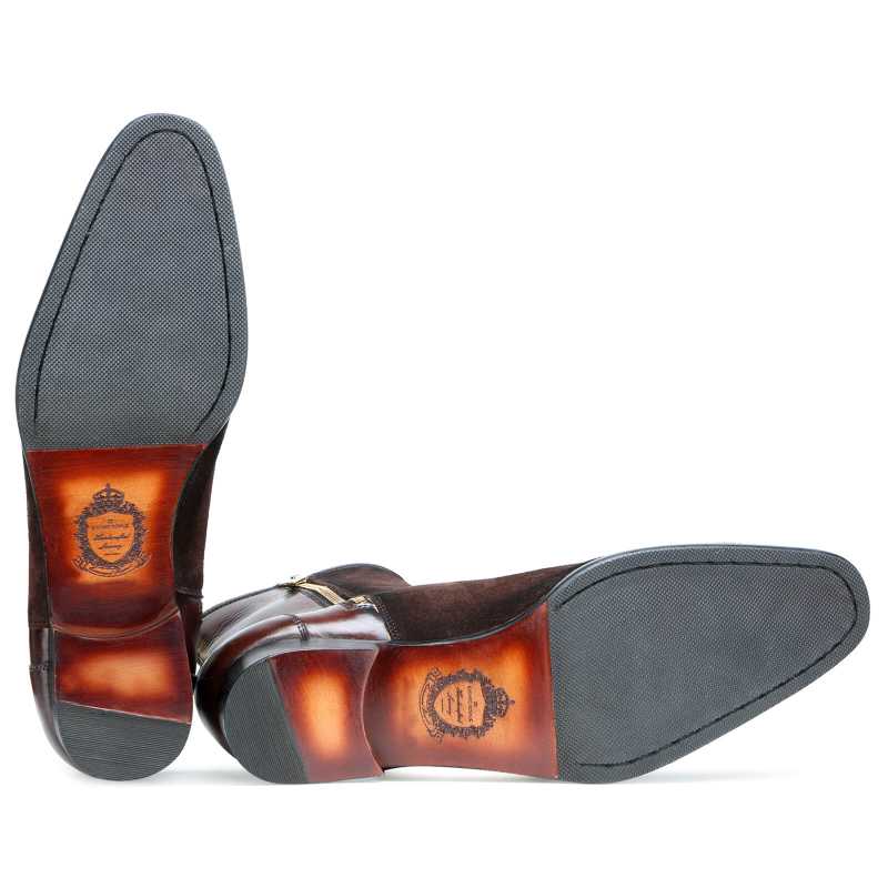 Etzel Zipper Boots in Brown Suede