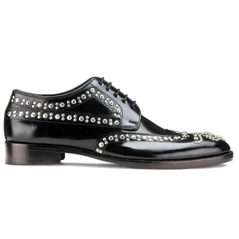 Husto Studded Derby Shoes in Black