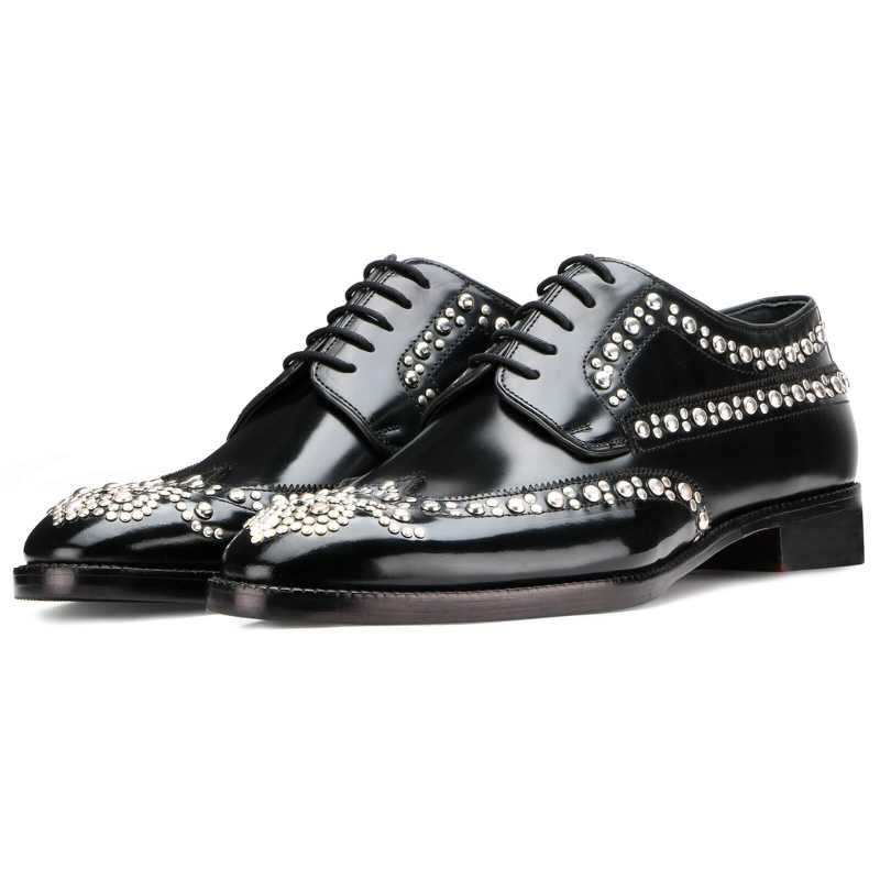 Husto Studded Derby Shoes in Black