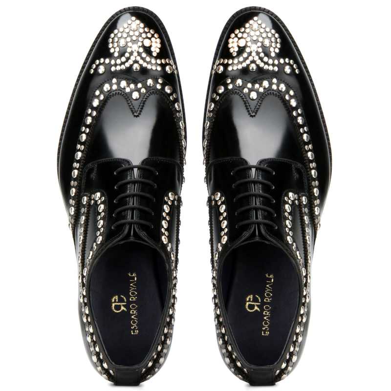 Husto Studded Derby Shoes in Black