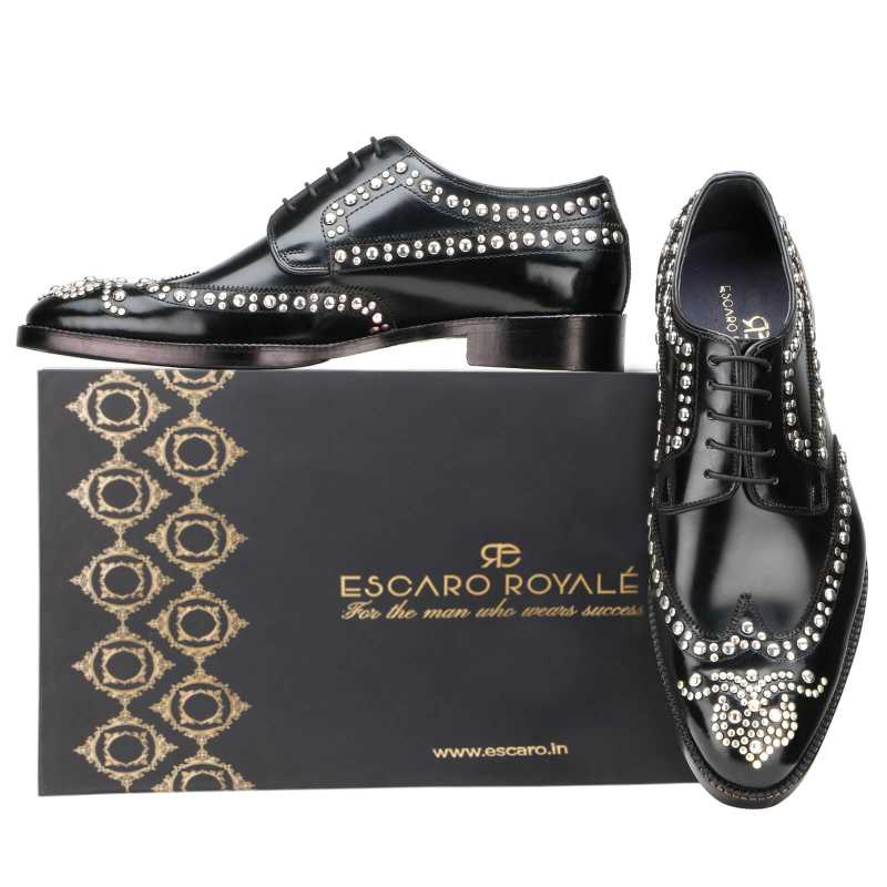 Husto Studded Derby Shoes in Black