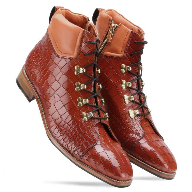 Ashton Zipper Boots in Tan