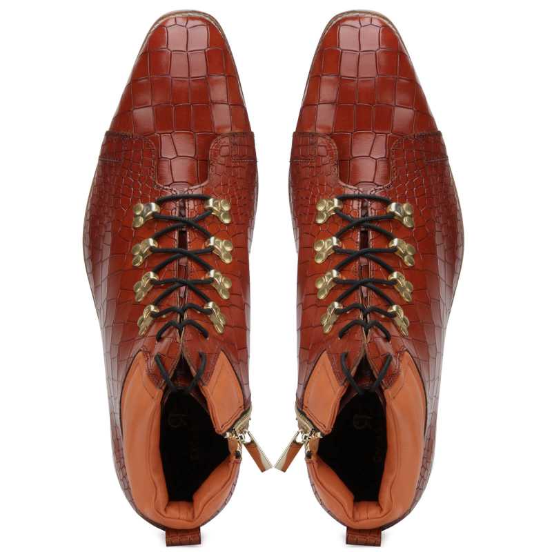 Ashton Zipper Boots in Tan