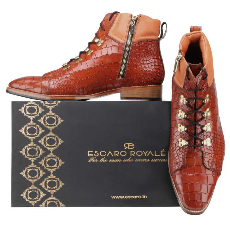 Ashton Zipper Boots in Tan