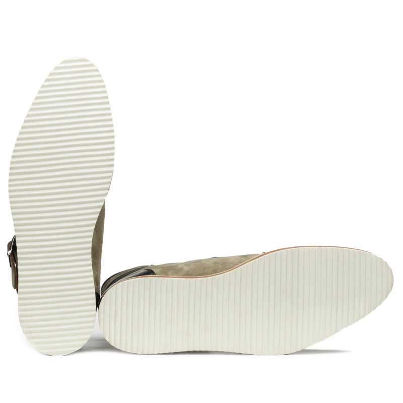 Barton Designer 3-Buckled Boots in Black Olive Suede