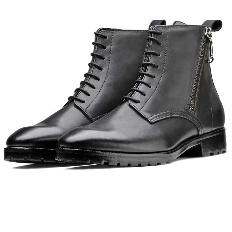 Berkeley Zipper Boots in Charcoal Gray