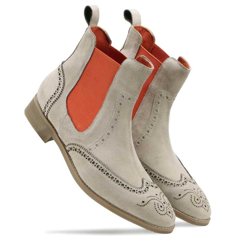 Clifford Wingtip Chelsea Boots in Camel Suede