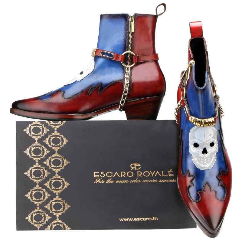 Salvador Cowboy Skull Boots in Multicolor