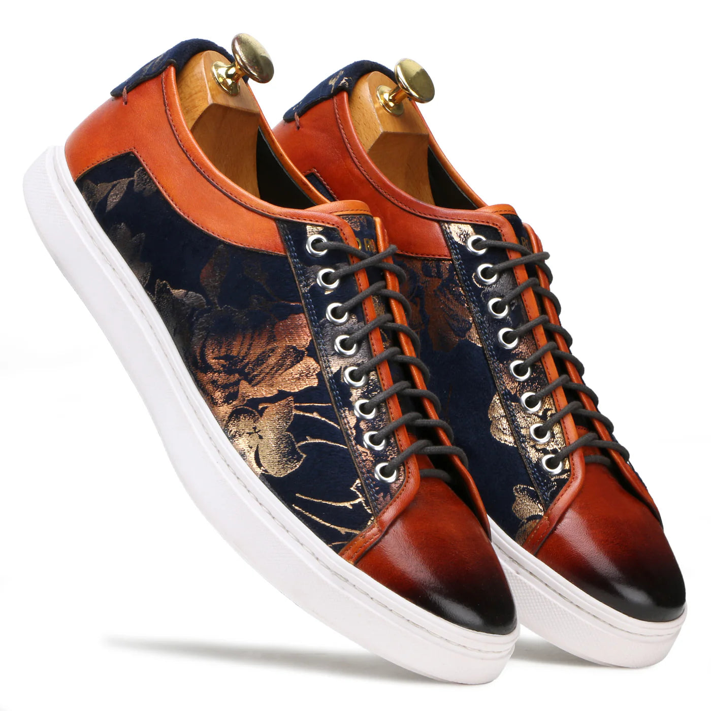 Foilio Luxury Sneakers In Blue Cognac