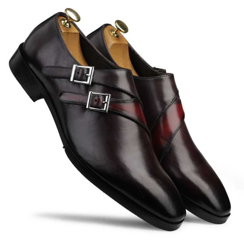Orlando Designer Double Monks in Dark Wine