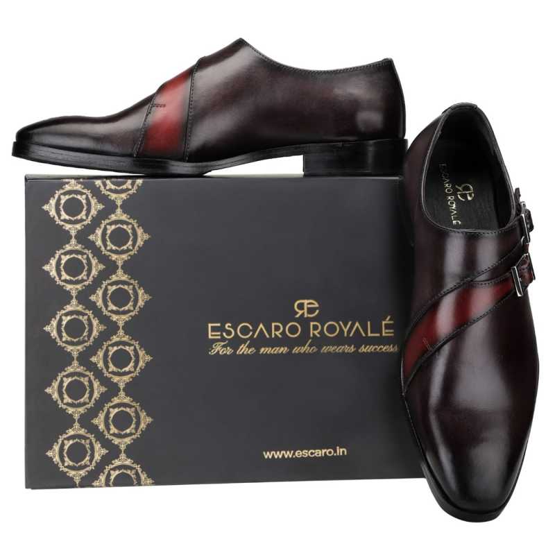 Orlando Designer Double Monks in Dark Wine