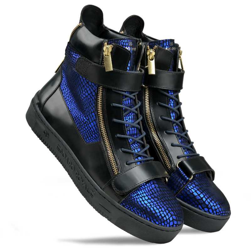 Jagger Designer Hightop Sneakers in Blue