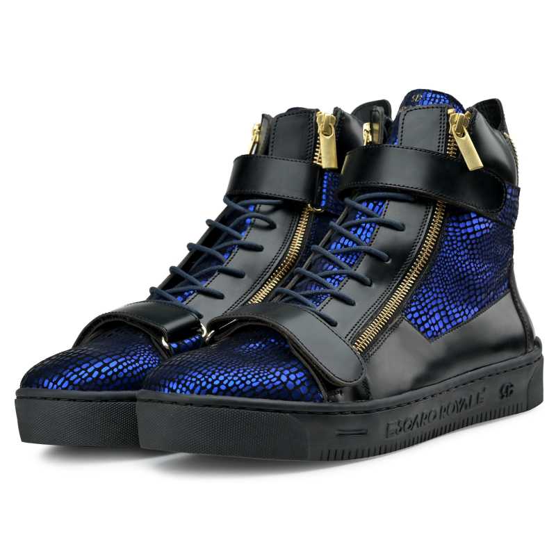 Jagger Designer Hightop Sneakers in Blue
