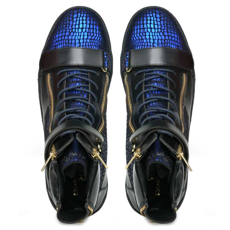 Jagger Designer Hightop Sneakers in Blue