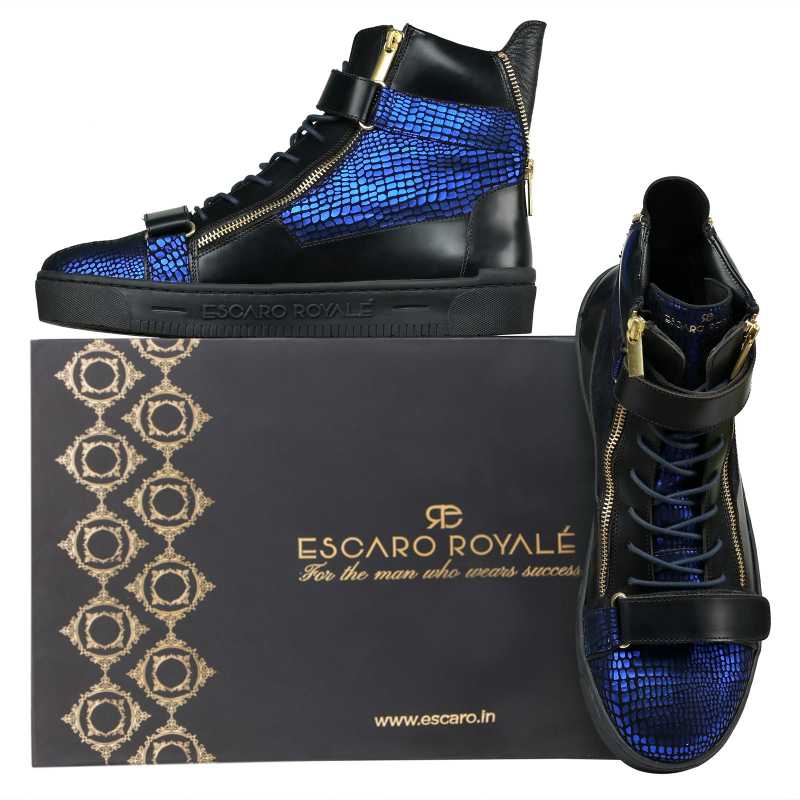 Jagger Designer Hightop Sneakers in Blue