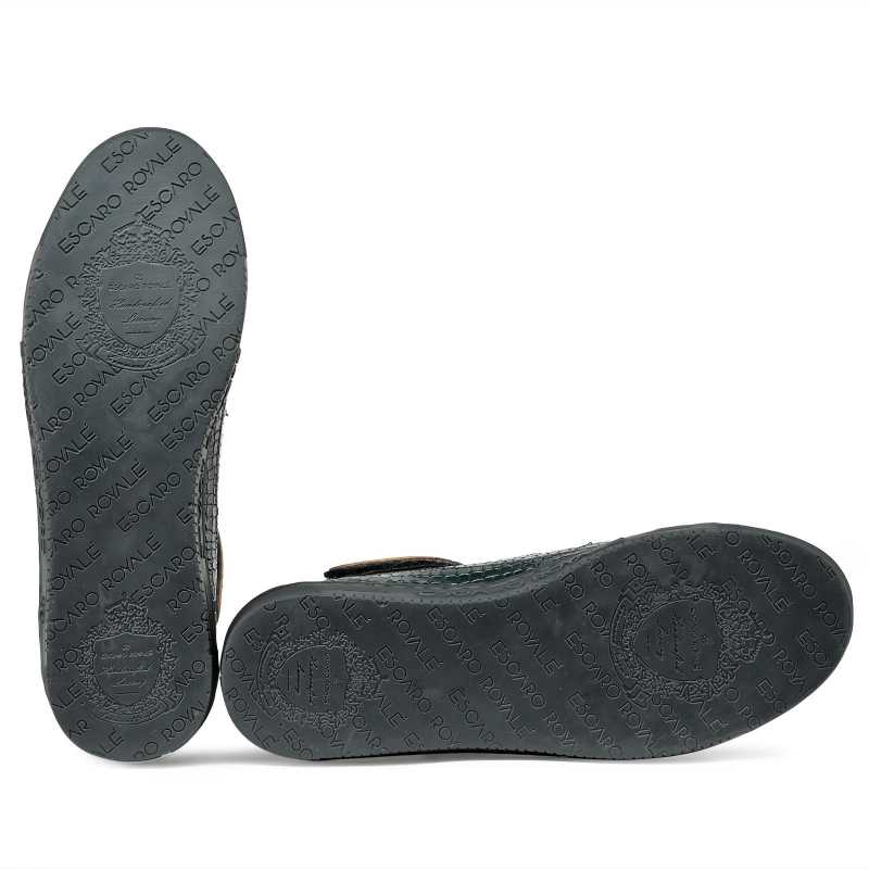 Goddard Croco-embossed Leather Sneakers in Black