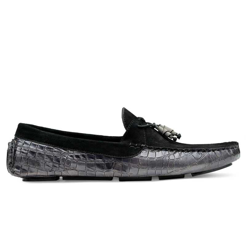 Wilson Designer Tassel Loafers in Black Suede