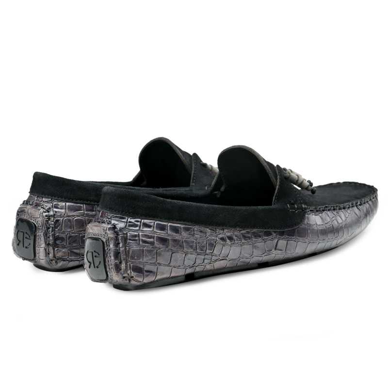 Wilson Designer Tassel Loafers in Black Suede