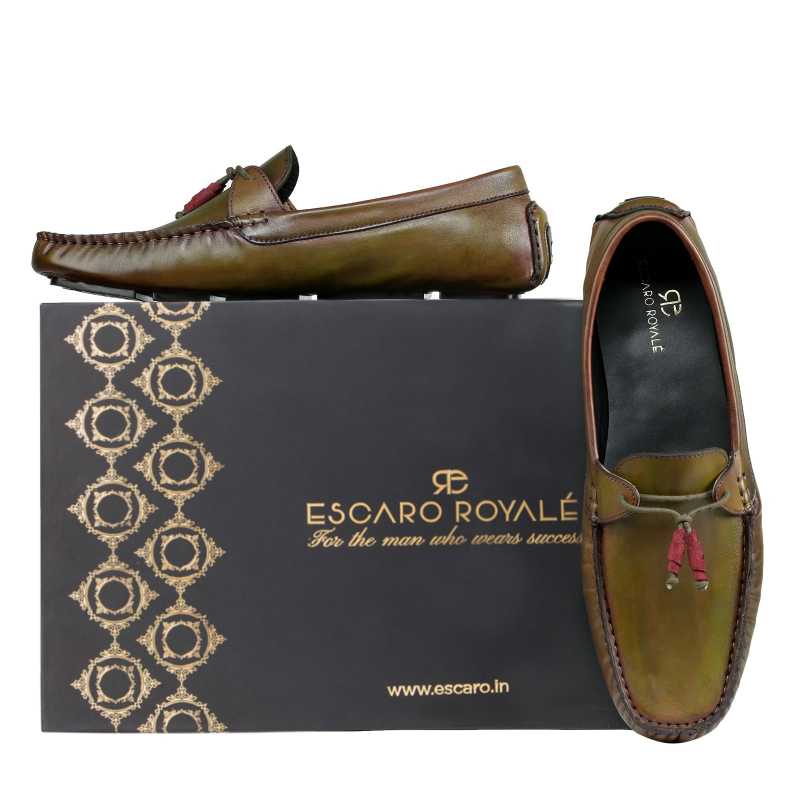 Nixon Tassel Driving Loafers in Olive