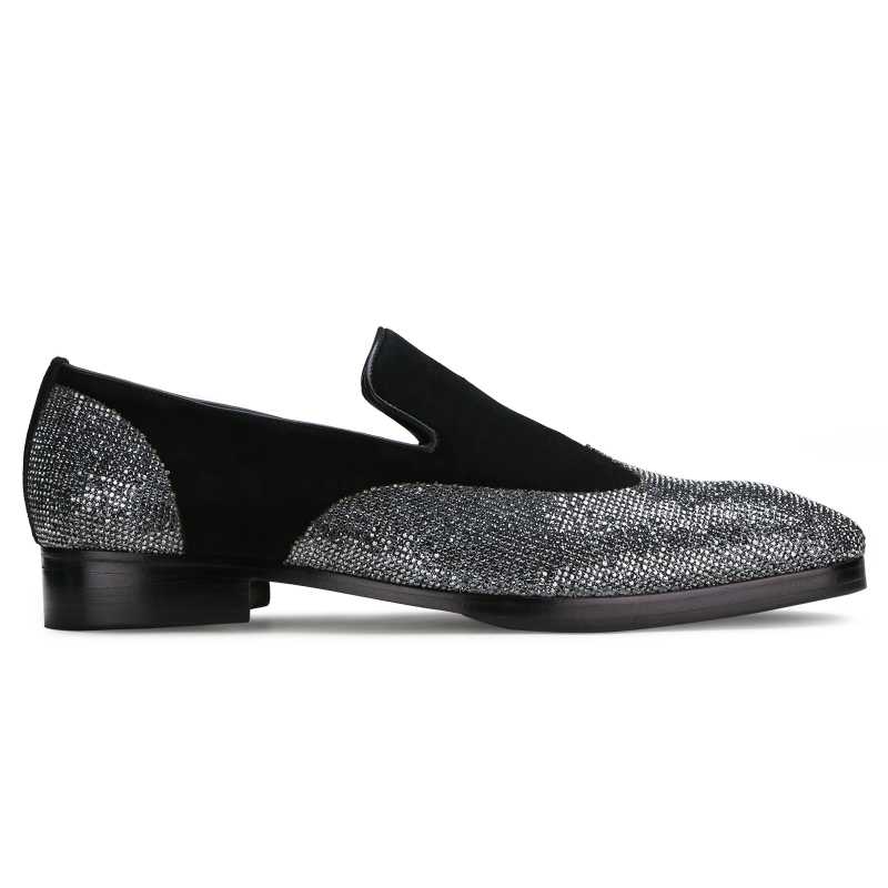 Bling Designer Wingtip Loafers in Black