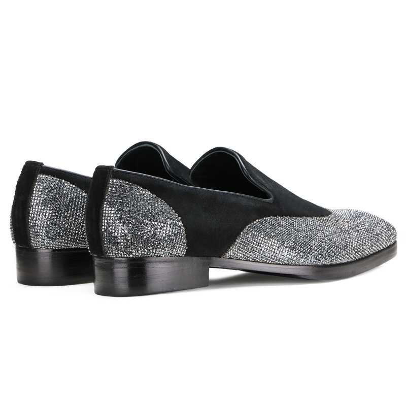 Bling Designer Wingtip Loafers in Black