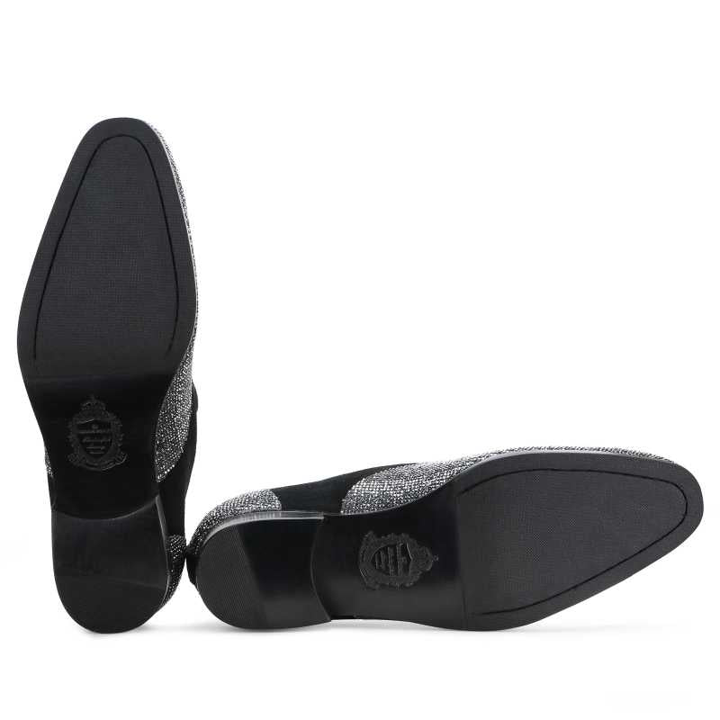 Bling Designer Wingtip Loafers in Black