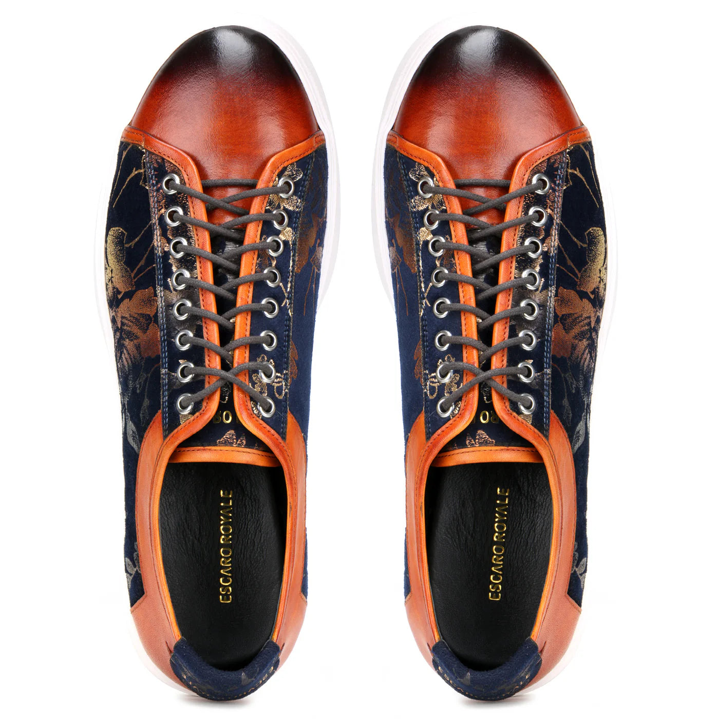 Foilio Luxury Sneakers In Blue Cognac