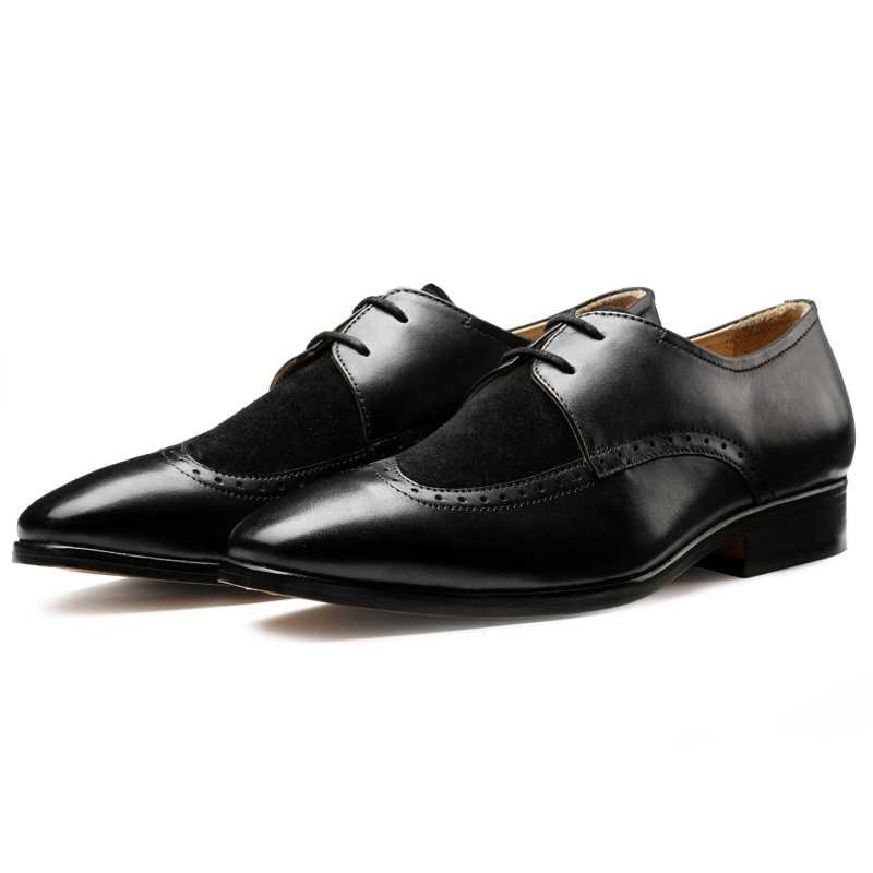 Merlin Wingtip Derby Shoes in Black