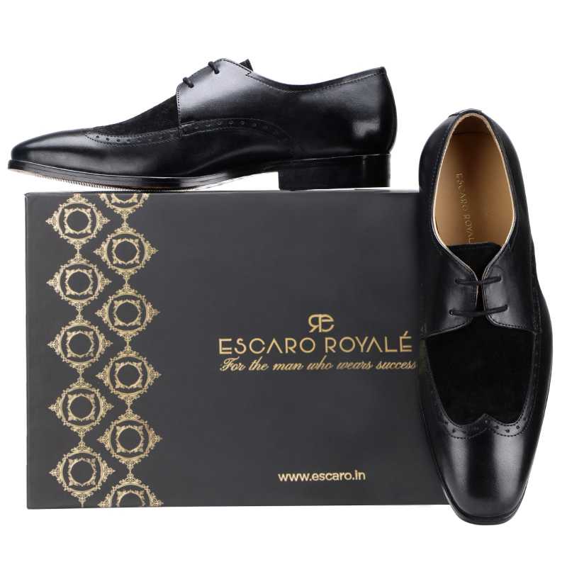 Merlin Wingtip Derby Shoes in Black