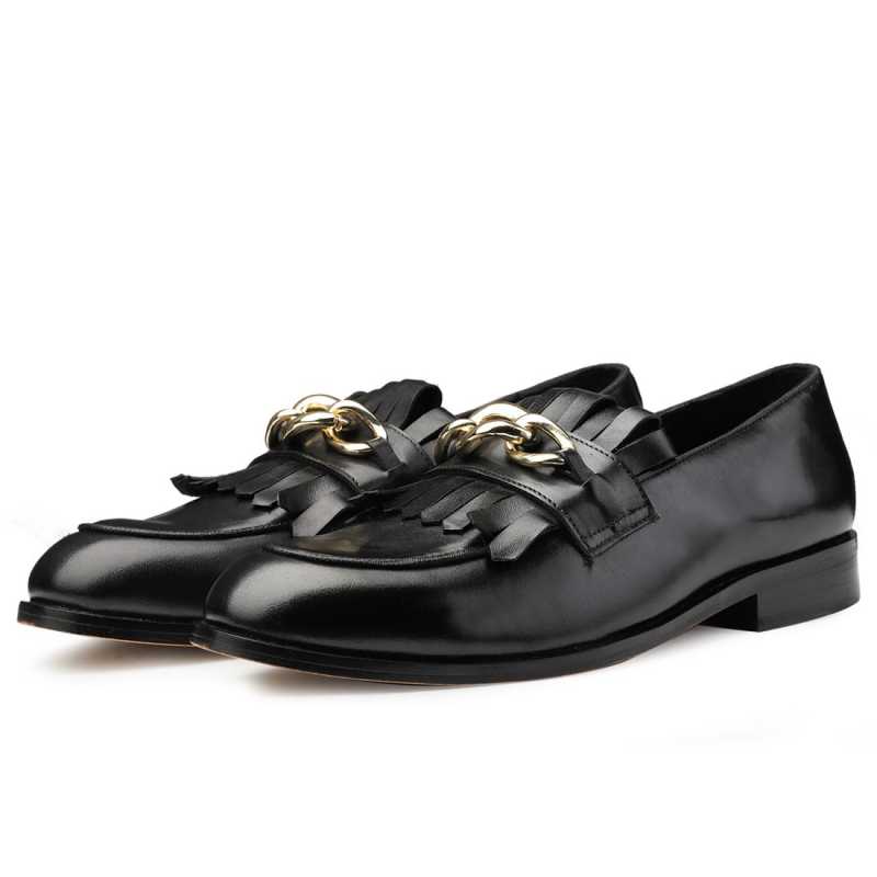 Camacho Buckled Kiltie Loafers in Black