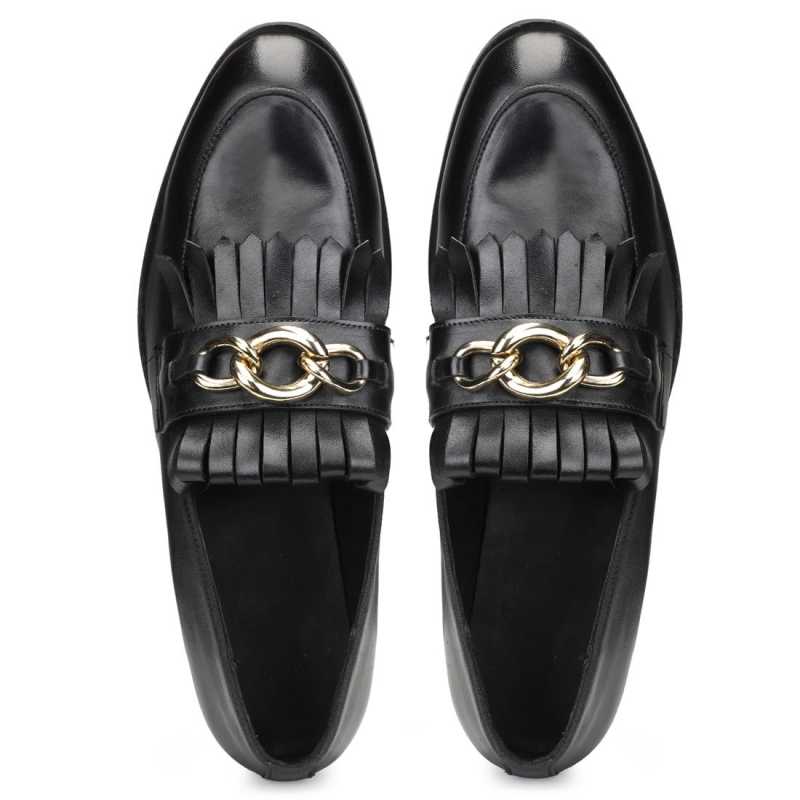 Camacho Buckled Kiltie Loafers in Black