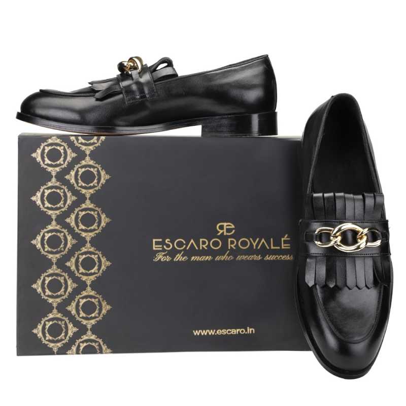 Camacho Buckled Kiltie Loafers in Black