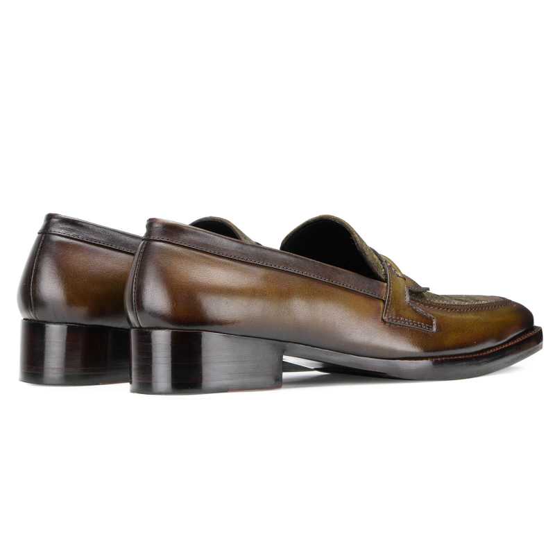 Vacili Textured Penny Loafers in Olive