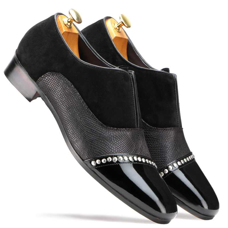 Miller Studded Designer Loafers in Black