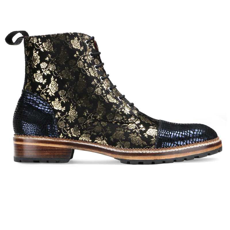 Jose Printed Laceup Boots - Blue Gold / clearance