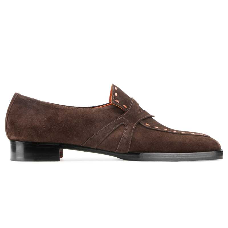 Asher Penny Loafers in Brown Suede