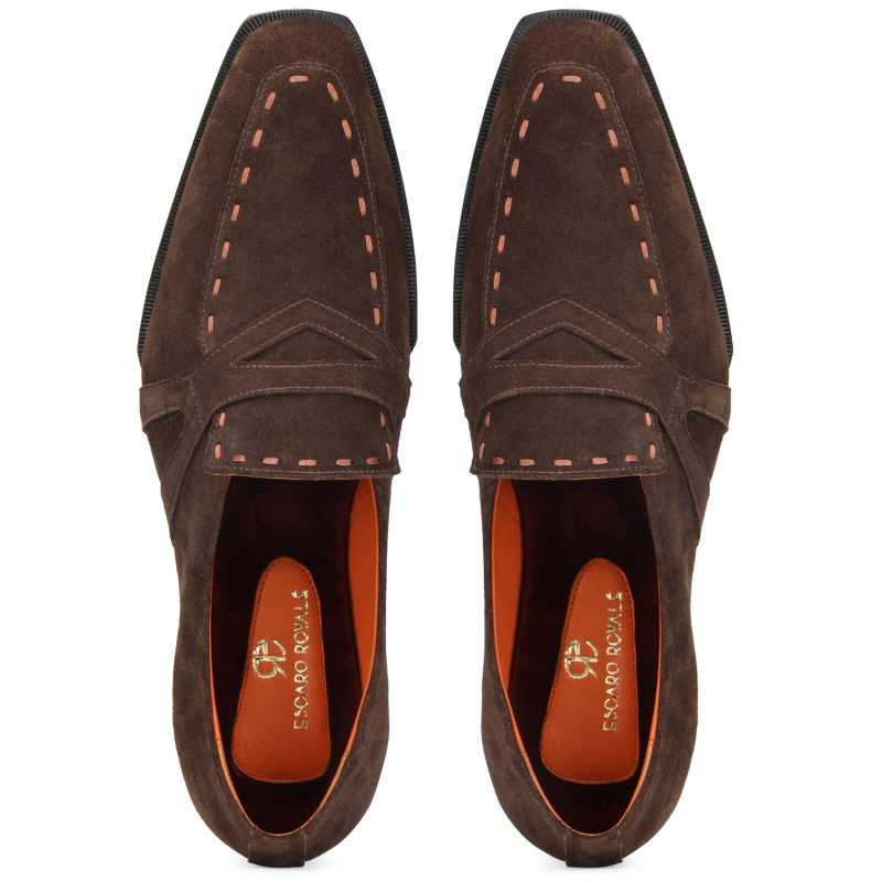 Asher Penny Loafers in Brown Suede