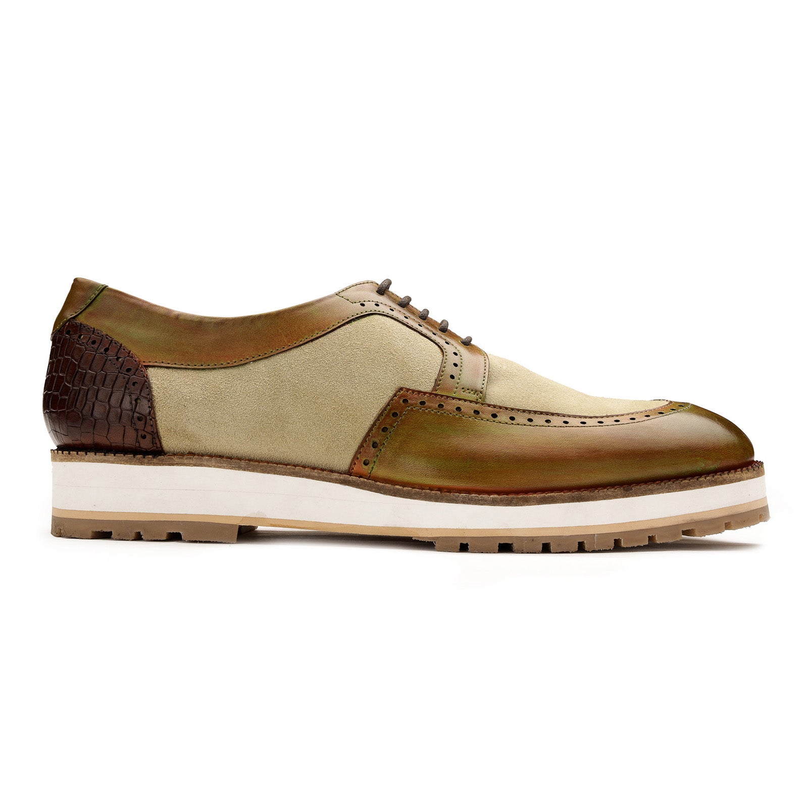 Stefano Designer Derby Shoes in olive