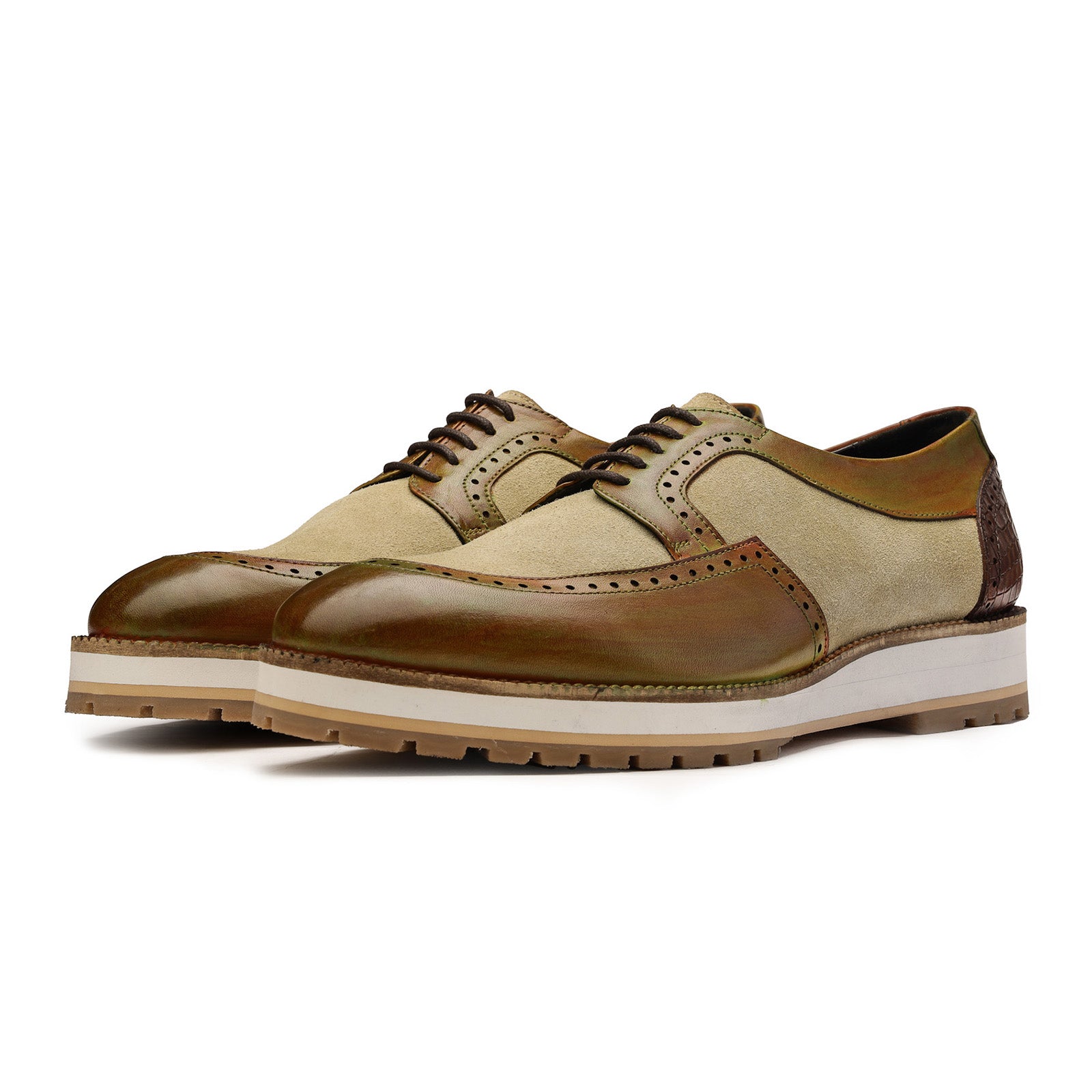 Stefano Designer Derby Shoes in olive