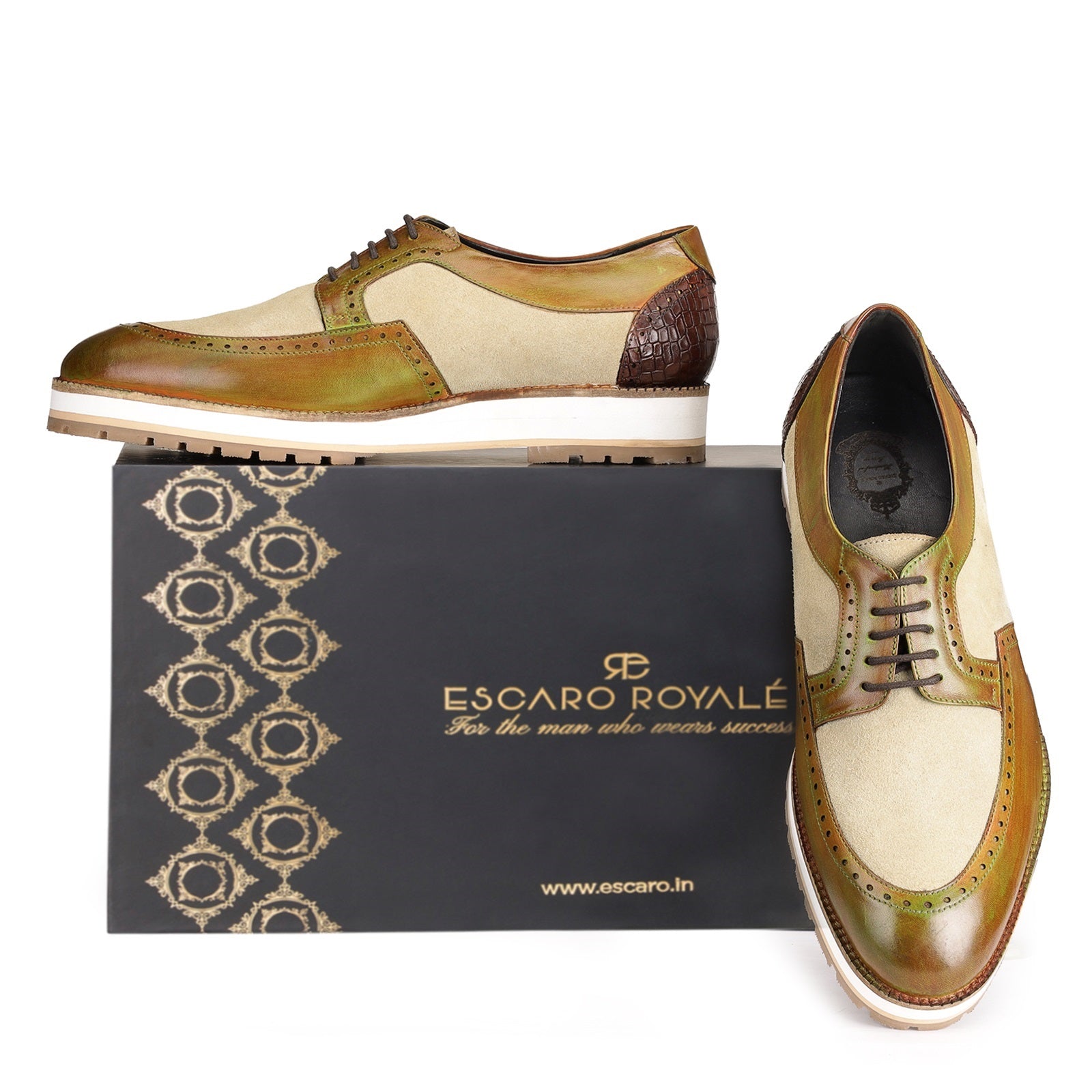 Stefano Designer Derby Shoes in olive