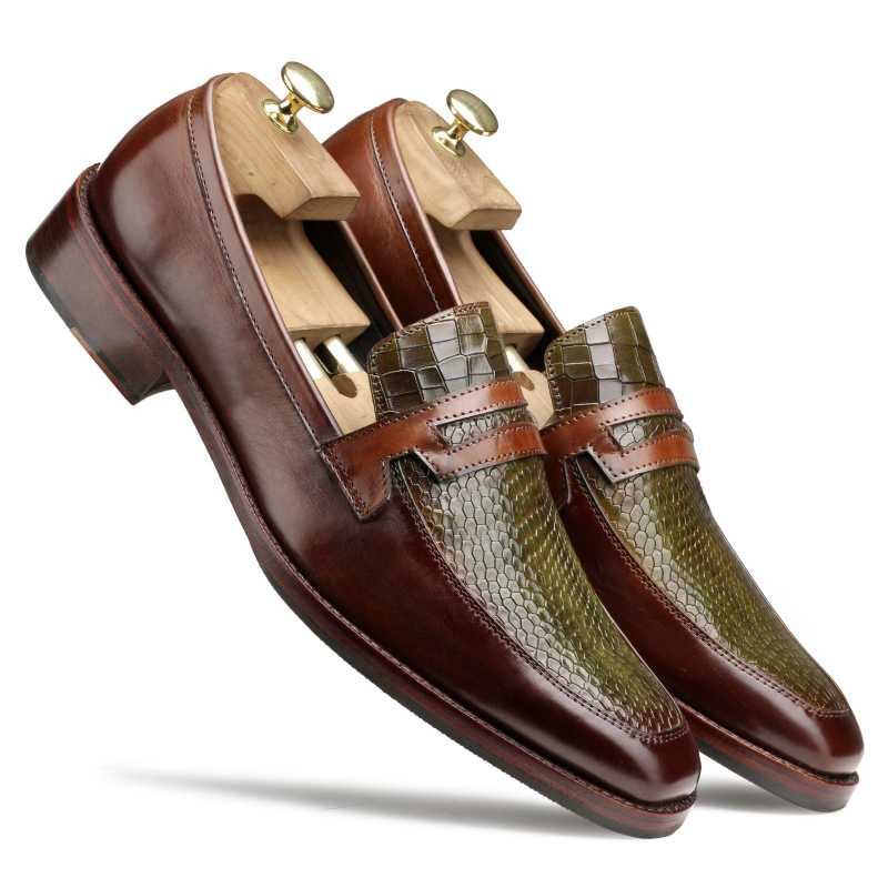 Asheville Penny Loafers in Brown Olive