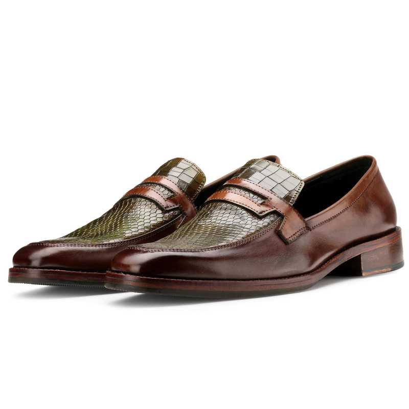 Asheville Penny Loafers in Brown Olive