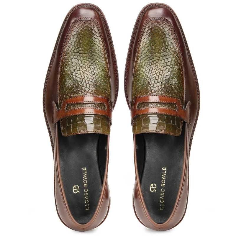 Asheville Penny Loafers in Brown Olive