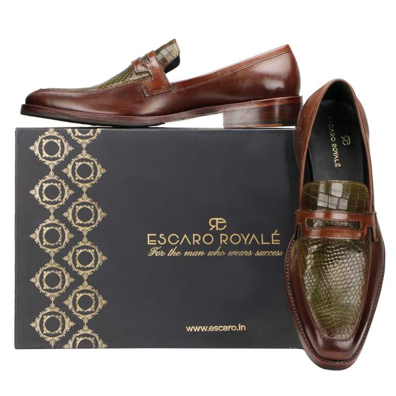 Asheville Penny Loafers in Brown Olive