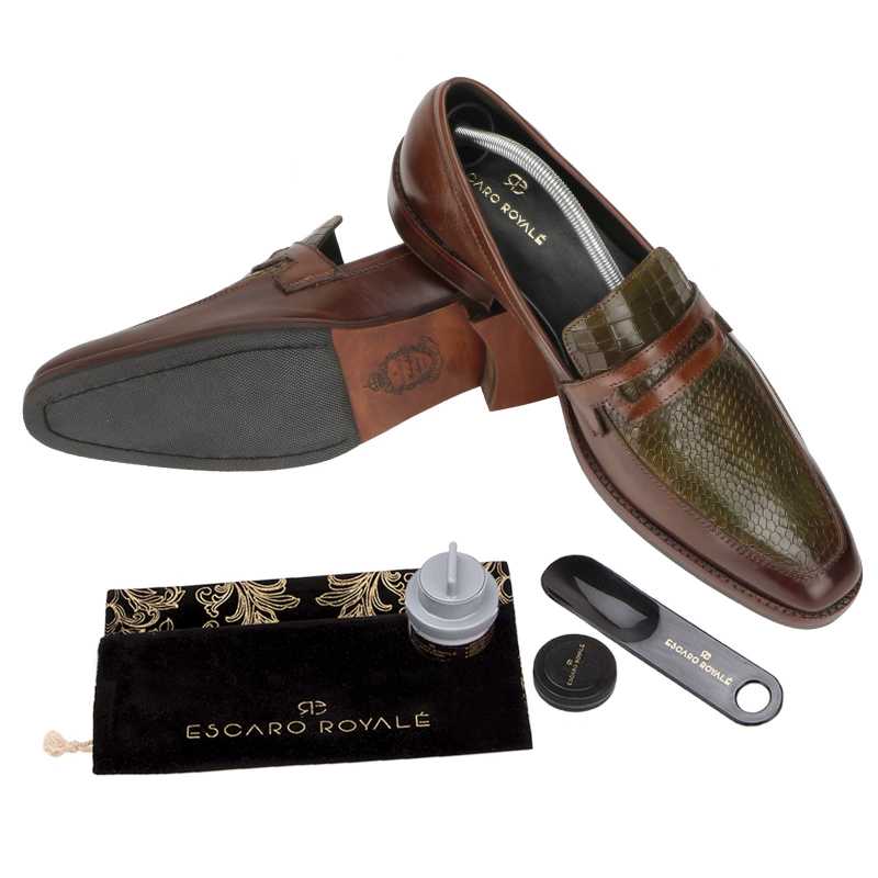Asheville Penny Loafers in Brown Olive